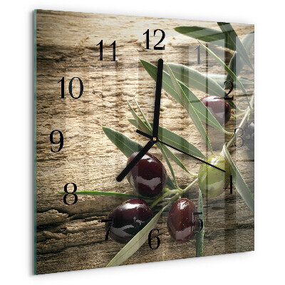 Wanduhr aus glas Oliven