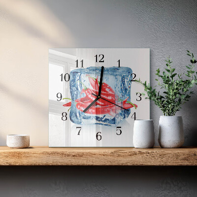 Wanduhr aus glas Chili mit Eiscreme
