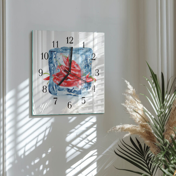 Wanduhr aus glas Chili mit Eiscreme