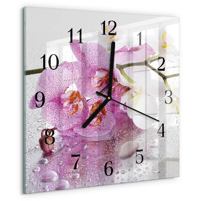 Wanduhr aus glas Orchidee