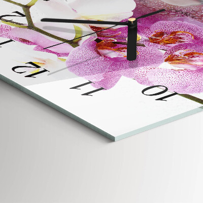 Wanduhr aus glas Orchidee