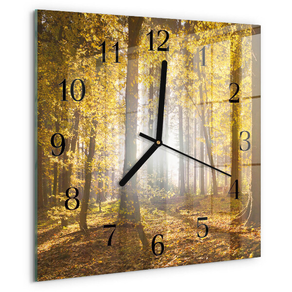 Wanduhr aus glas Herbst im Wald