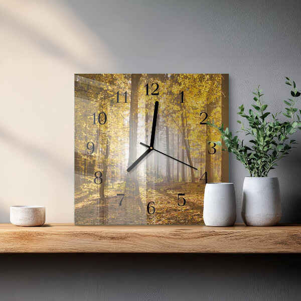 Wanduhr aus glas Herbst im Wald