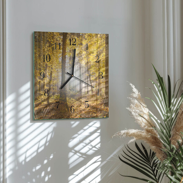 Wanduhr aus glas Herbst im Wald