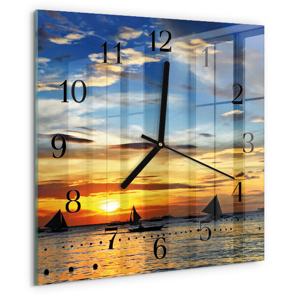 Wanduhr aus glas Sonnenuntergang