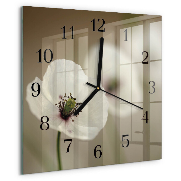 Wanduhr aus glas Mohn
