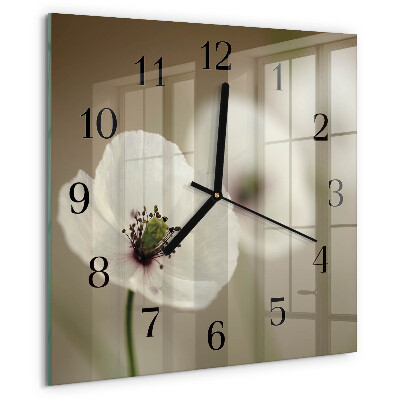 Wanduhr aus glas Mohn