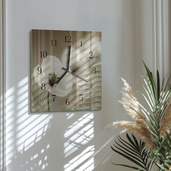 Wanduhr aus glas Mohn