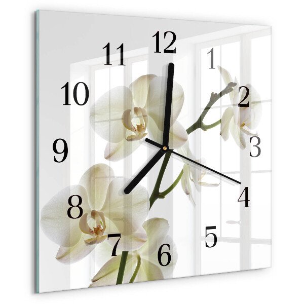 Wanduhr aus glas Orchidee