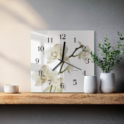 Wanduhr aus glas Orchidee