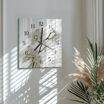 Wanduhr aus glas Orchidee