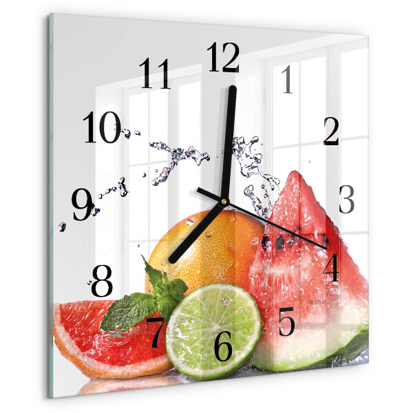 Wanduhr aus glas Obst