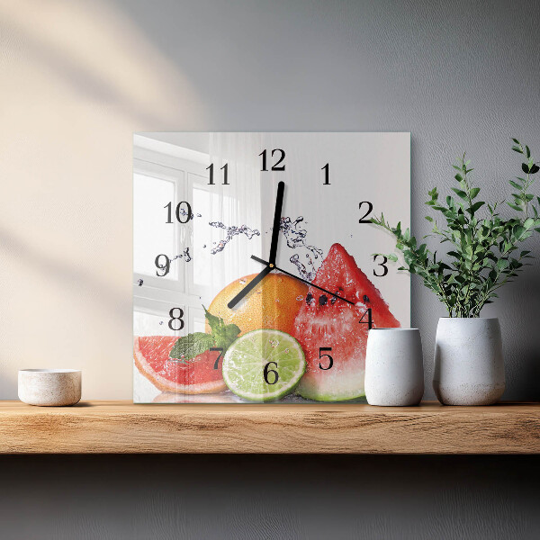 Wanduhr aus glas Obst