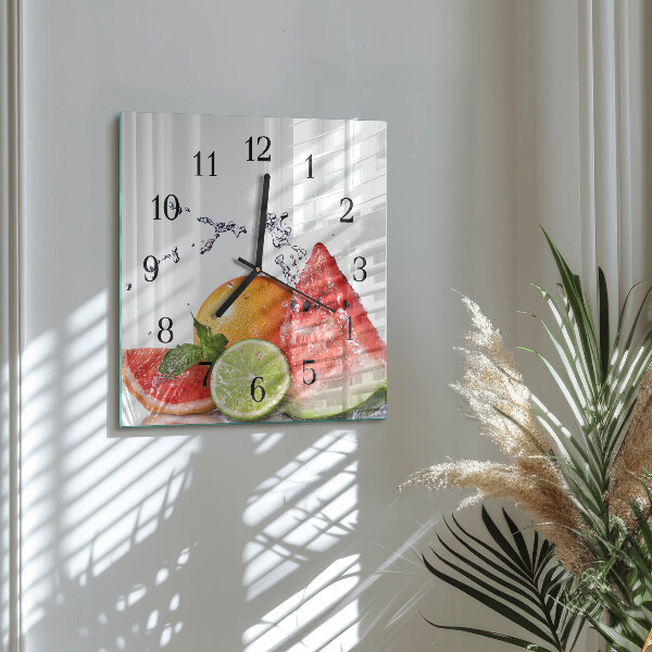 Wanduhr aus glas Obst