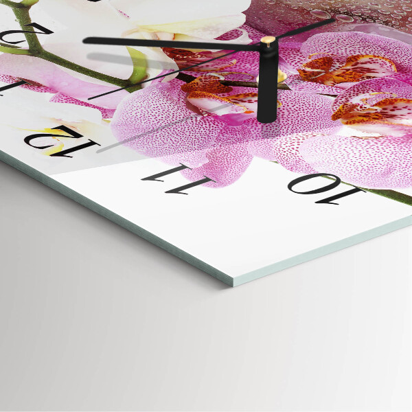 Wanduhr aus glas Orchidee