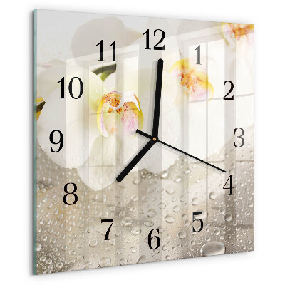 Wanduhr aus glas Orchidee