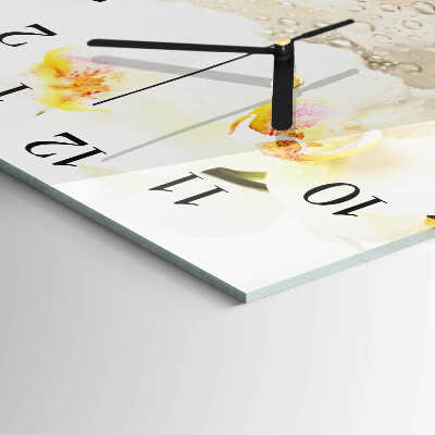 Wanduhr aus glas Orchidee