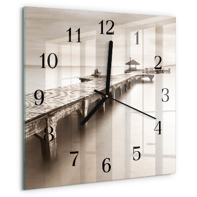 Wanduhr aus glas Holzbrücke