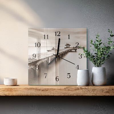 Wanduhr aus glas Holzbrücke