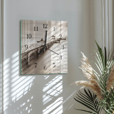 Wanduhr aus glas Holzbrücke