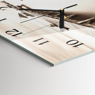 Wanduhr aus glas Holzbrücke