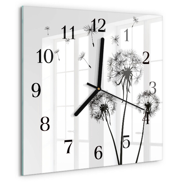 Wanduhr aus glas Löwenzahn