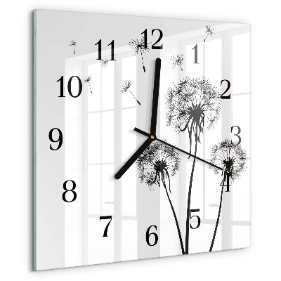 Wanduhr aus glas Löwenzahn