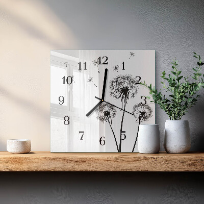 Wanduhr aus glas Löwenzahn