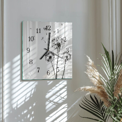 Wanduhr aus glas Löwenzahn