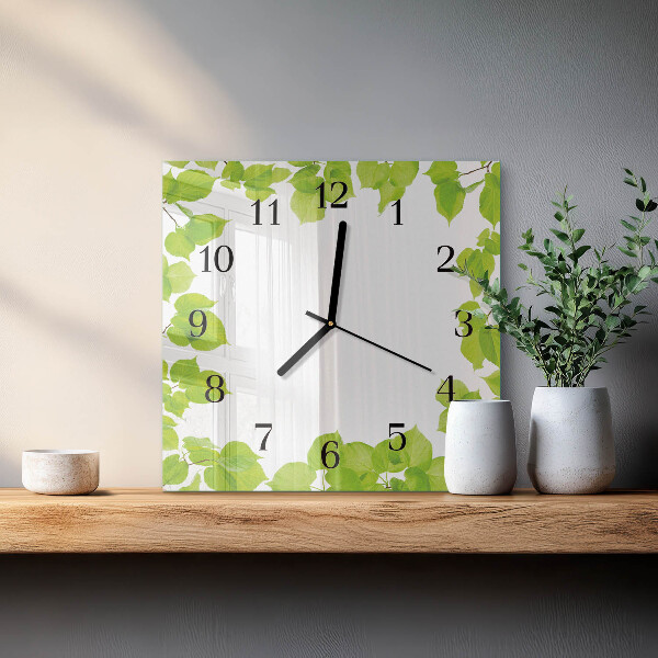 Wanduhr aus glas Blätter