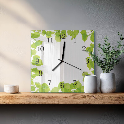 Wanduhr aus glas Blätter
