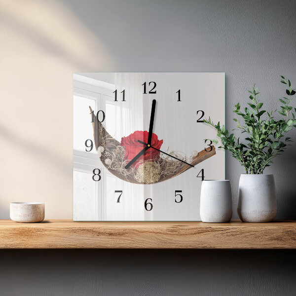 Wanduhr aus glas Rose