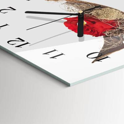 Wanduhr aus glas Rose