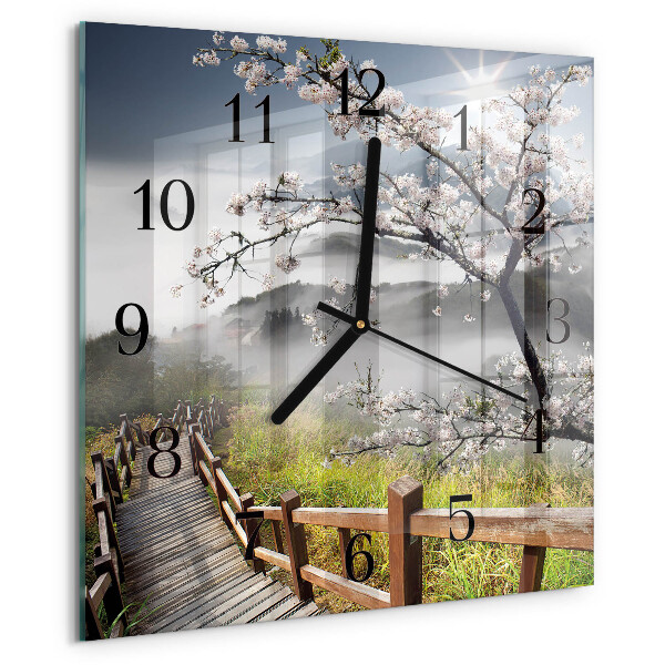 Wanduhr aus glas Frühling