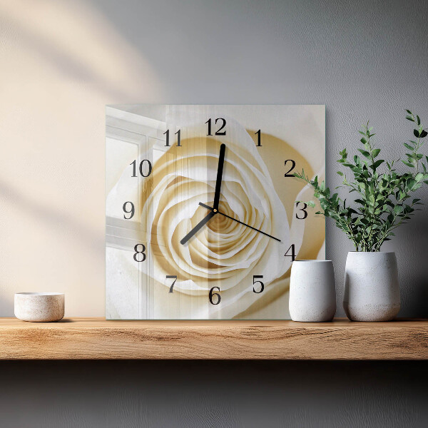 Wanduhr aus glas Rose