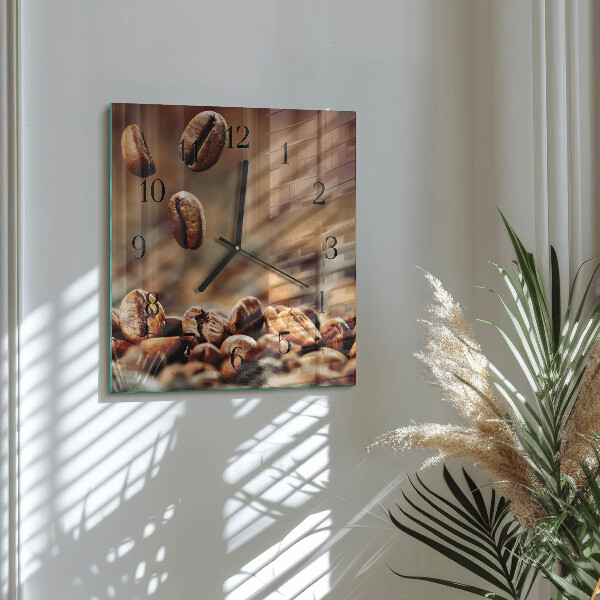 Wanduhr aus glas Kaffeebohnen