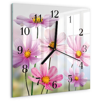 Wanduhr aus glas Blumen