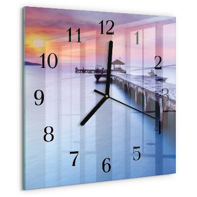 Wanduhr aus glas Holzbrücke