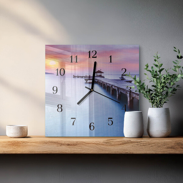Wanduhr aus glas Holzbrücke