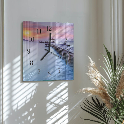 Wanduhr aus glas Holzbrücke