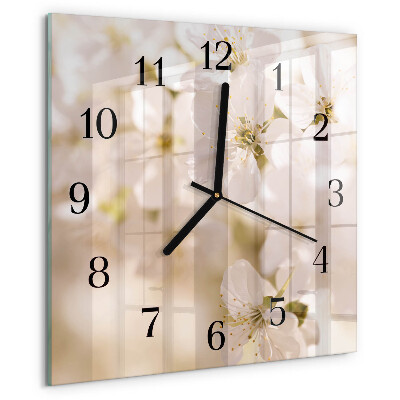 Wanduhr aus glas Blumen