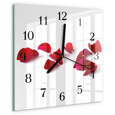 Wanduhr aus glas Rosenblätter