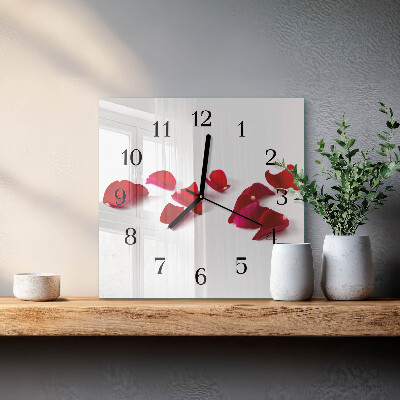 Wanduhr aus glas Rosenblätter
