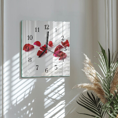 Wanduhr aus glas Rosenblätter