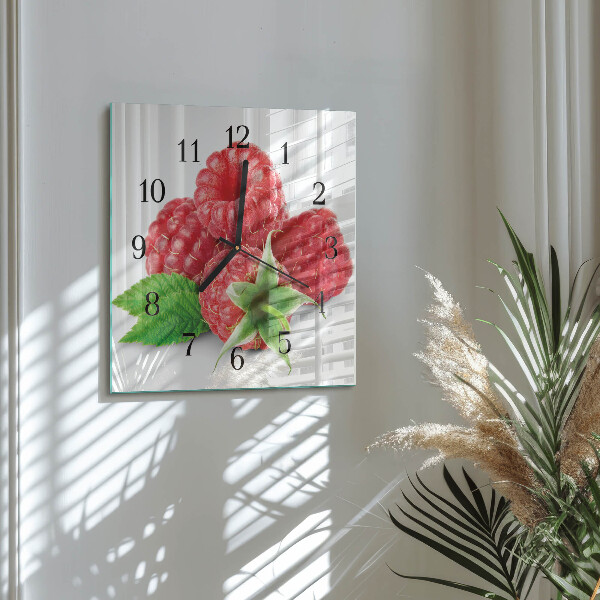 Wanduhr aus glas Himbeeren