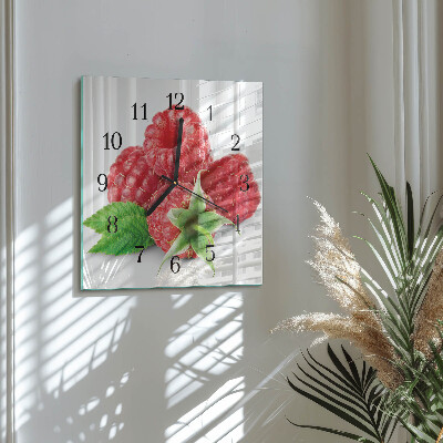 Wanduhr aus glas Himbeeren