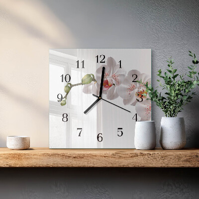 Wanduhr aus glas Orchidee