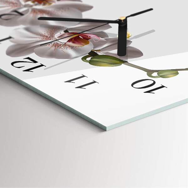 Wanduhr aus glas Orchidee