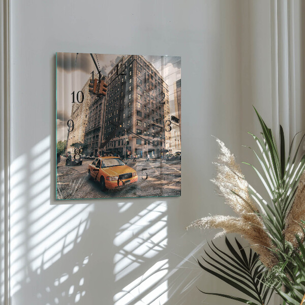Wanduhr aus glas Taxi
