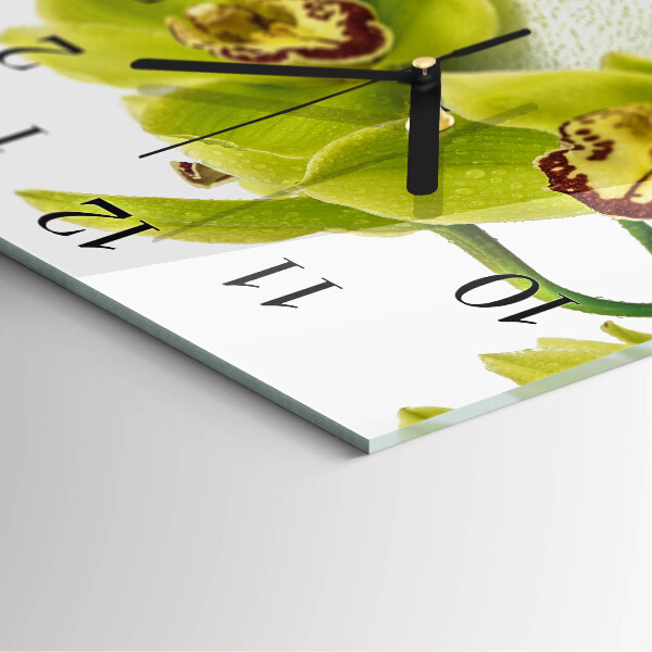 Wanduhr aus glas Orchidee